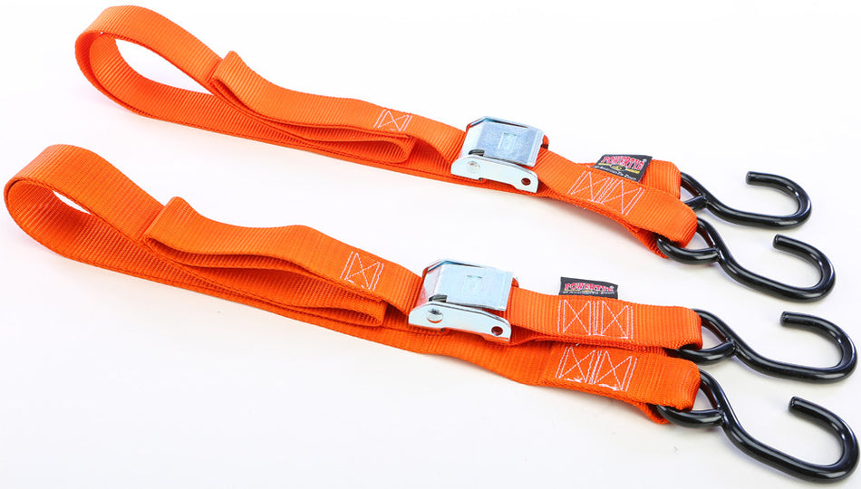 POWERTYE Tie-Down Cam S-Hook 1.5"X5.5' Orange Pair 28629