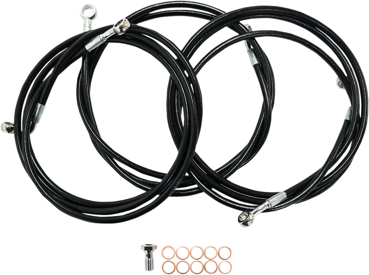 LA CHOPPERS Brake Line - 15" - 17" Ape Hanger Handlebars - Black LA-8052B16B