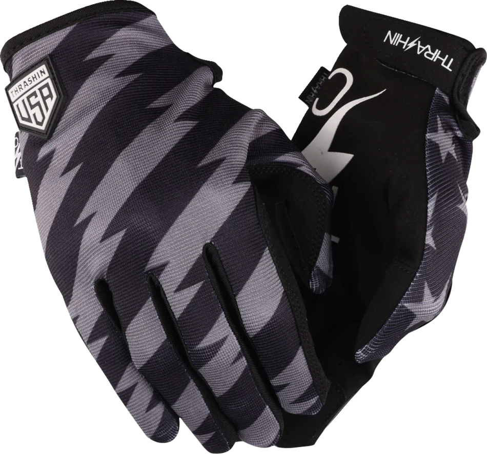 THRASHIN SUPPLY CO. Stars & Bolts Stealth Gloves - Black/Gray - Small SV1-13-08