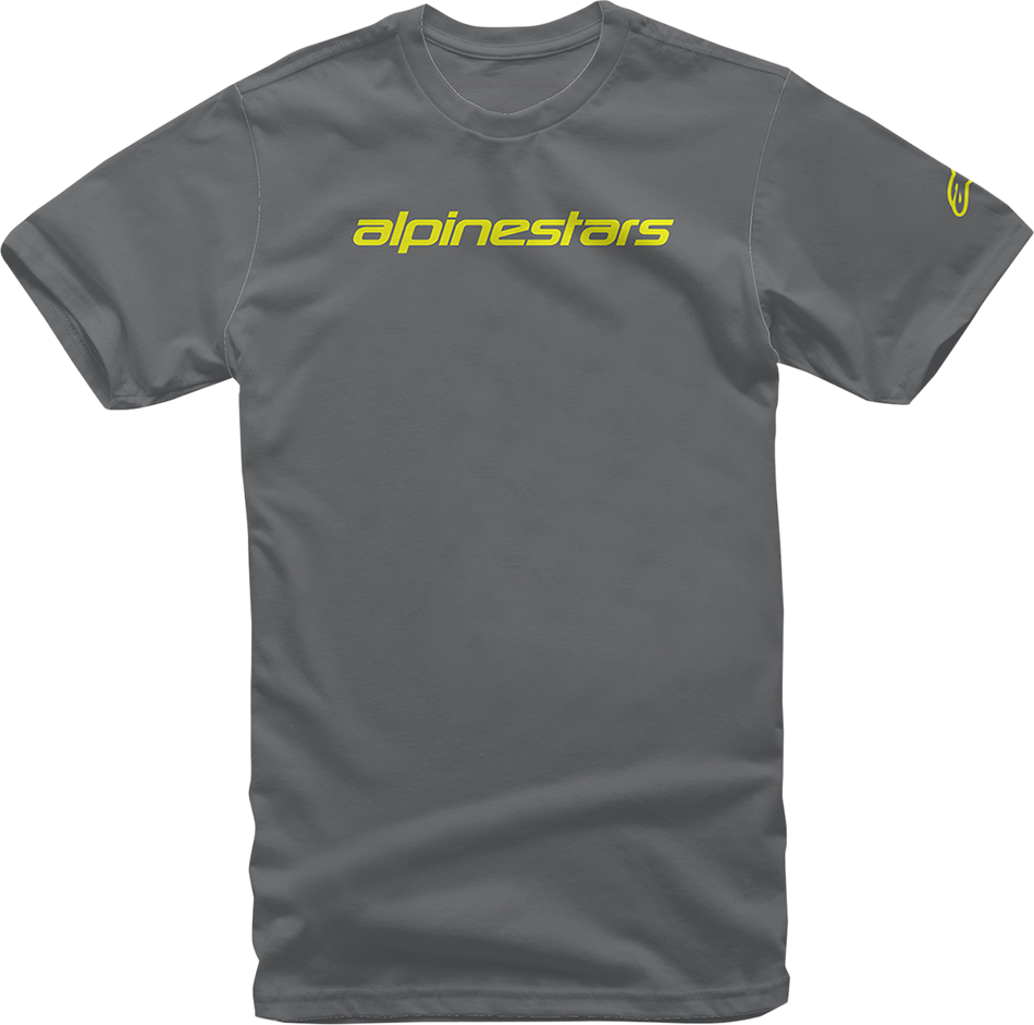 ALPINESTARS Linear Wordmark T-Shirt - Charcoal/Fluorescent Yellow - XL 1212720201852XL