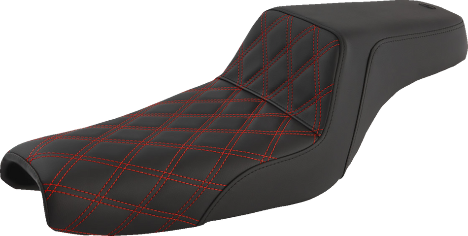 SADDLEMEN Step-Up Seat - Front Lattice Stitch/With Red Stitching - Black - XL 807-11-172RD