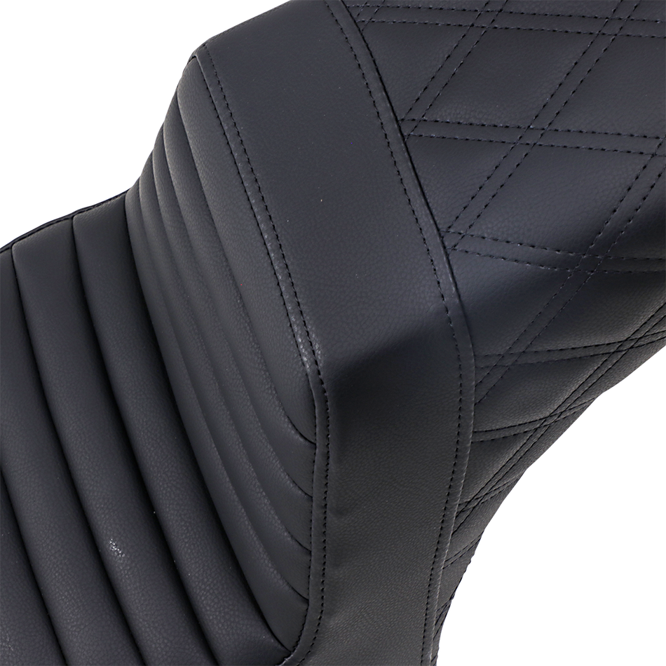 SADDLEMEN Step Up Seat - Front Tuck-n-Roll/Rear Lattice Stitch - Black I18-33-176