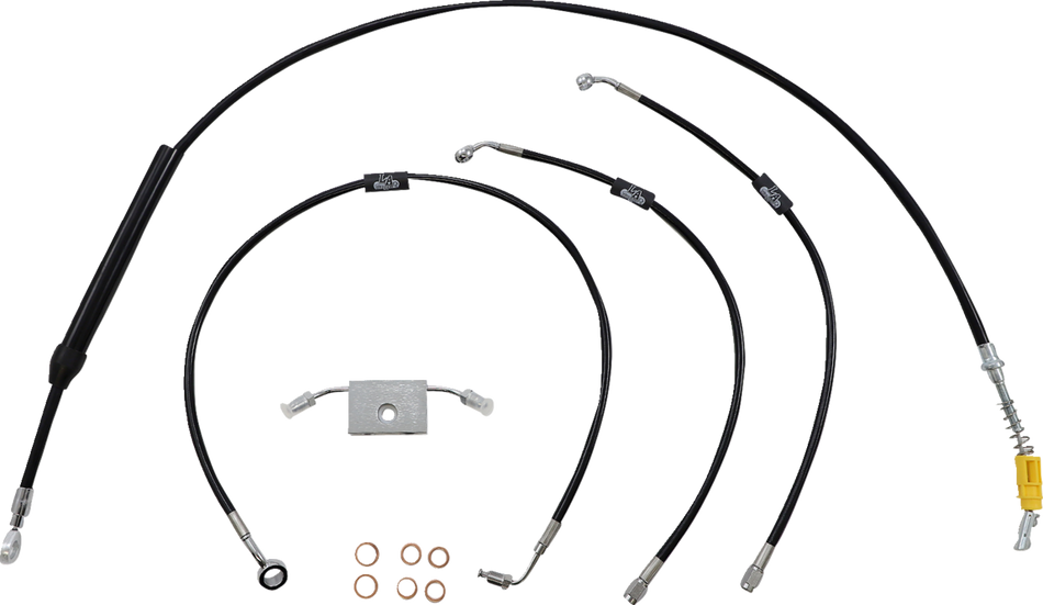 LA CHOPPERS Kit de cable de manillar/línea de freno - Conexión rápida - Manillar Ape Hanger de 12" - 14" - Vinilo negro LA-8157KT-13B 