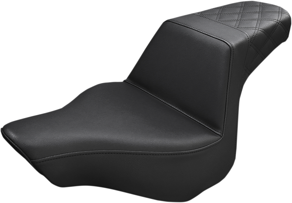 SADDLEMEN Step-Up Seat - Rear Lattice Stitch - Black - FXSB 813-27-173