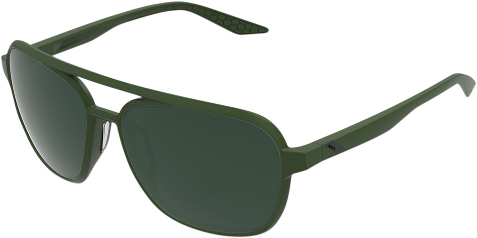 100% Kasia Aviator Sunglasses - Round - Green - Gray Green 61042-190-74