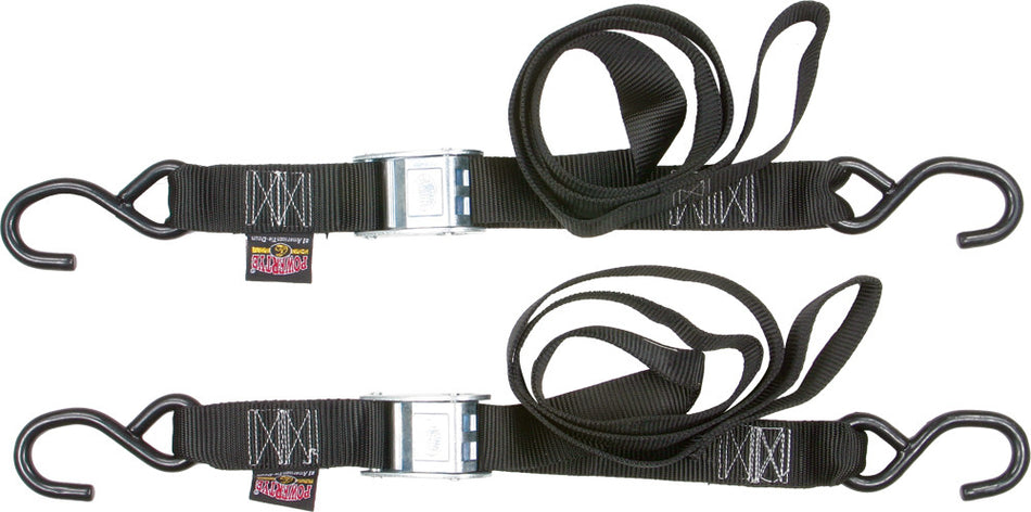POWERTYE Tie-Down Cam S-Hook 1.5"X6' Black Pair 28622LOGO
