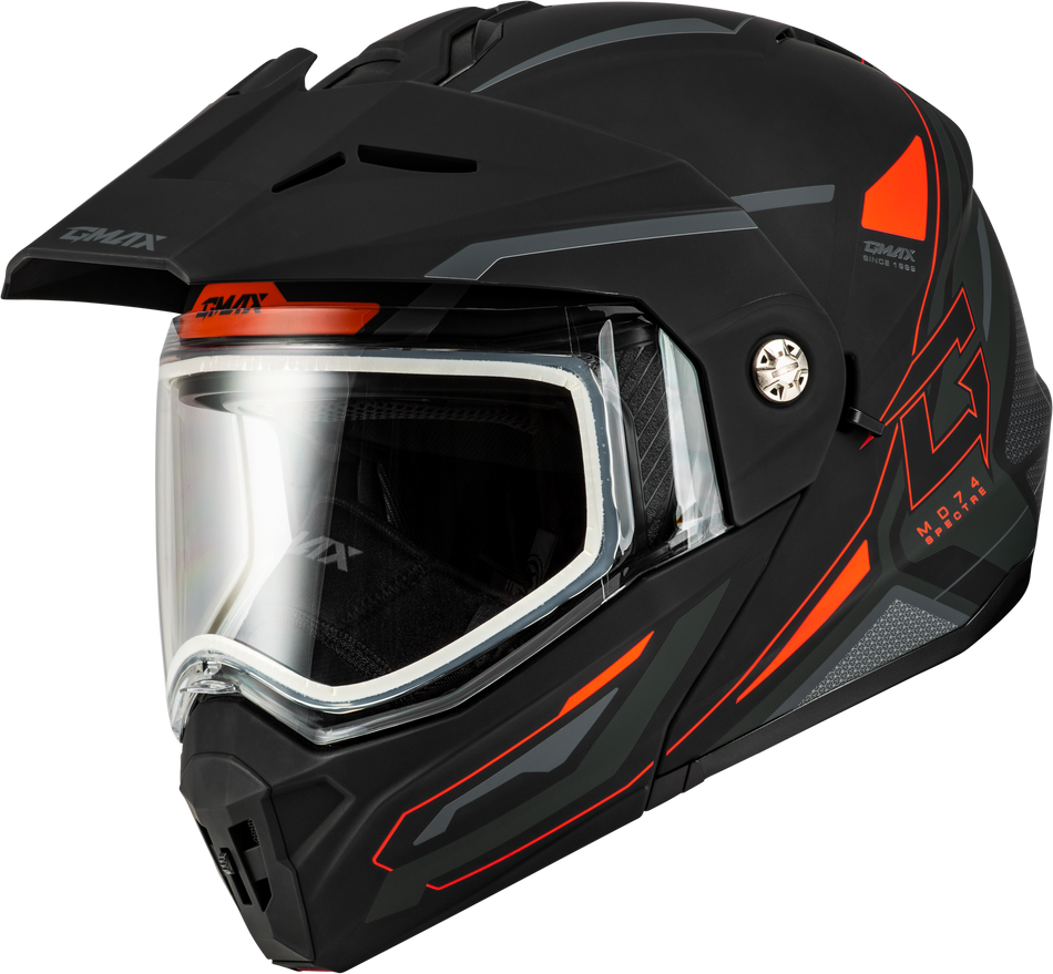 GMAX Md-74s Spectre Snow Helmet Matte Black/Red Lg M6742326
