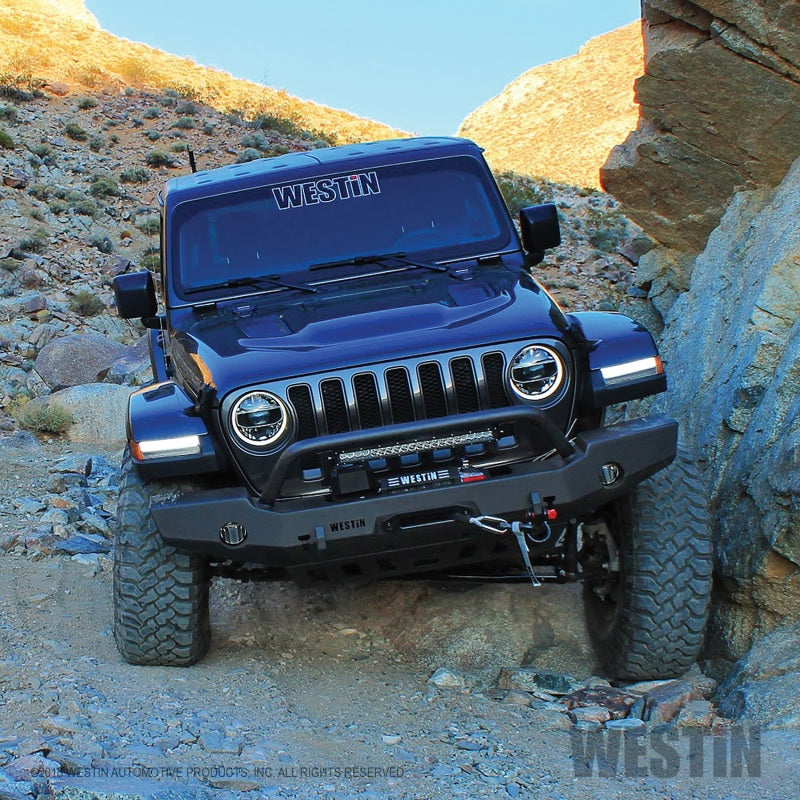 Westin 18-19 Jeep Wrangler JL WJ2 Full Width Front Bumper w/Bull Bar Textured Black 59-80115