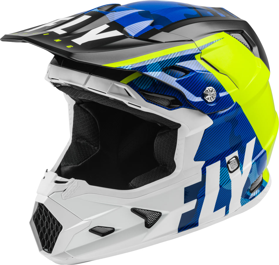 FLY RACING Toxin Transfer Helmet Blue/Hi-Vis/White Ys 73-8540YS