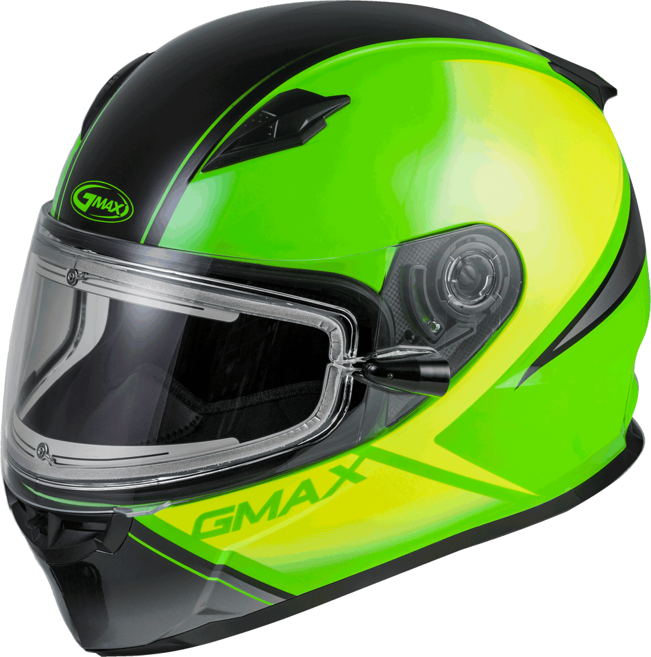GMAX Ff-49s Hail Snow Helmet W/Elec Shield Neon Grn/Hi-Vis/Blk 3x G4491679