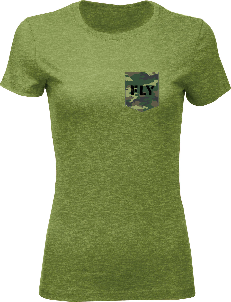 FLY RACING Women's Fly Camo Tee Military Green Heather Lg 356-0485L