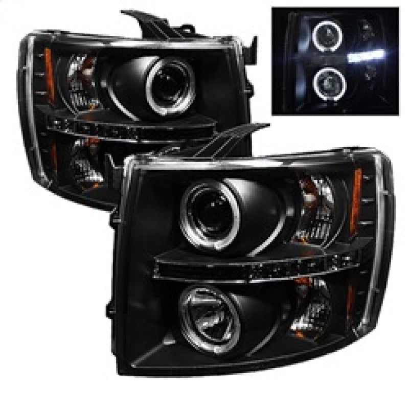 Spyder Chevy Silverado 1500 07-13 Projector Headlights LED Halo LED Blk PRO-YD-CS07-HL-BK 5009494