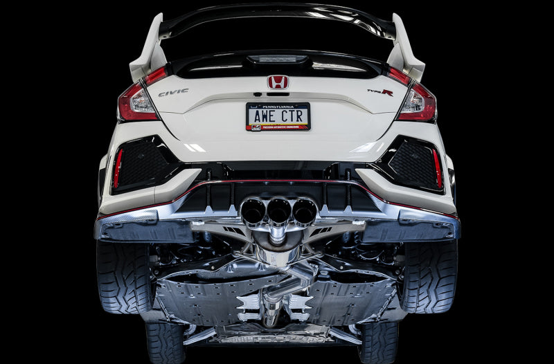 AWE Tuning 2017+ Honda Civic Type R Touring Edition Exhaust w/Front & Mid Pipe - Diamond Blk Tips 3015-43000