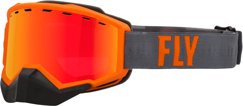 FLY RACING Focus Snow Goggle Grey/Orange W/ Red Mirror/Rose Lens 37-50084