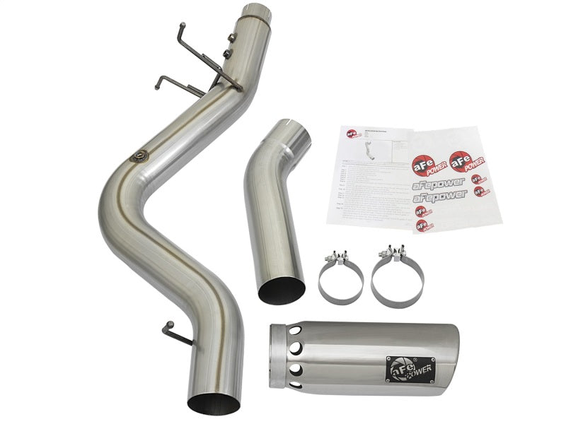 aFe LARGE BORE HD 5in 409-SS DPF-Back Exhaust w/Polished Tip 2017 GM Duramax V8-6.6L (td) L5P 49-44085-P