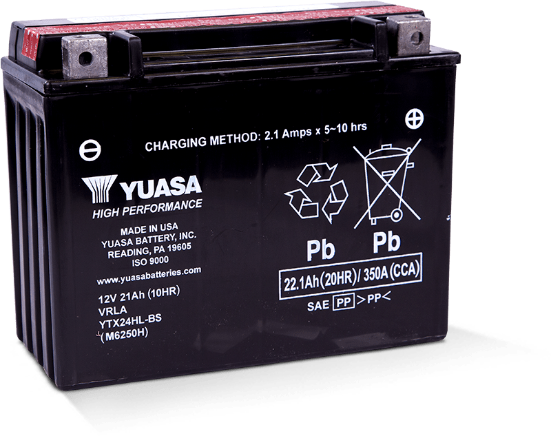 Yuasa YTX24HL-BS High Performance Maintenance Free AGM 12 Volt Battery (Bottle Supplied) YUAM6250H