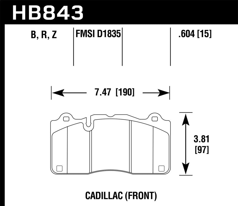 Hawk 2016 Cadillac CTS DTC-60 Race Front Brake Pads KHB843G.604