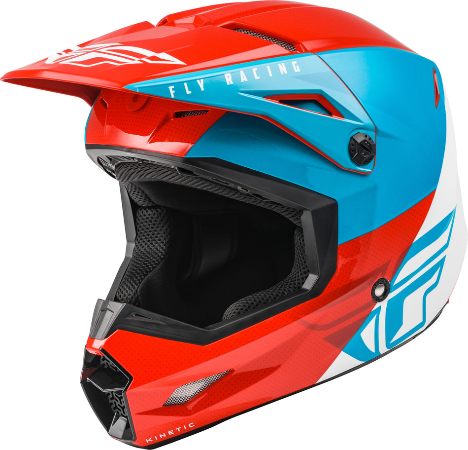 FLY RACING Youth Kinetic Straight Edge Helmet Red/White/Blue Yl 73-8632YL