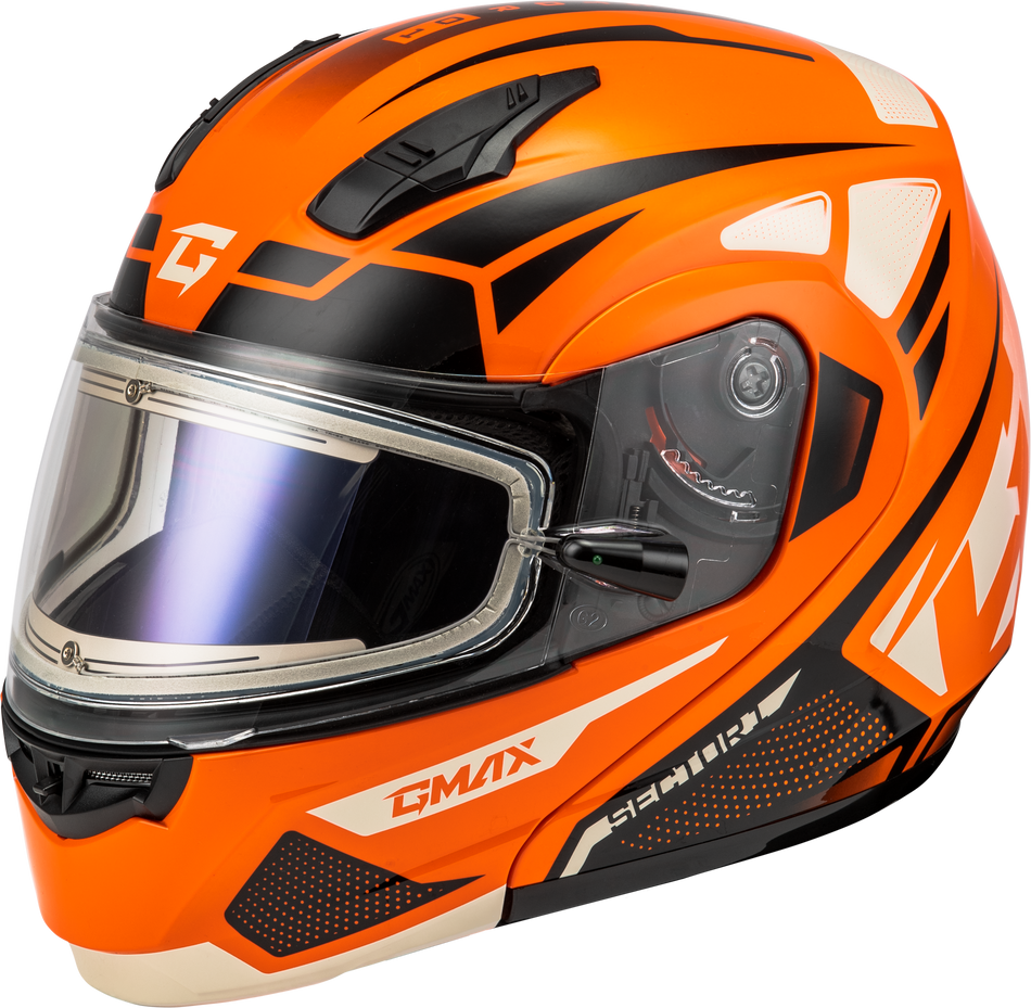GMAX Md-04s Sector Snow Helmet W/ Electric Shield Orange/Blk 3x M4043289