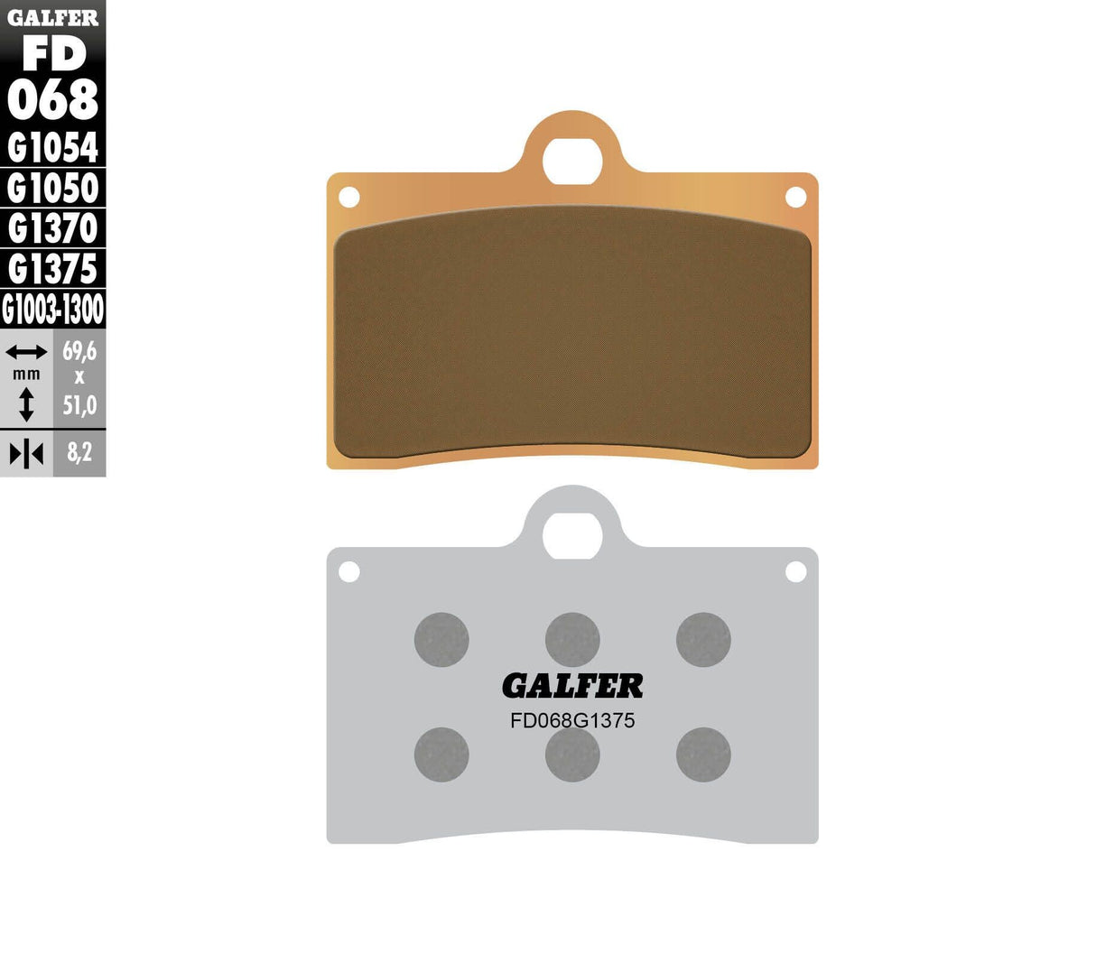 GALFER Brake Pads Semi Metallic Fd068g1054 FD068G1054