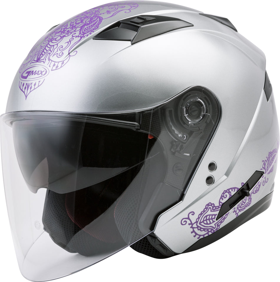GMAX Of-77 Open-Face Eternal Helmet Silver/Violet Xl G3775597