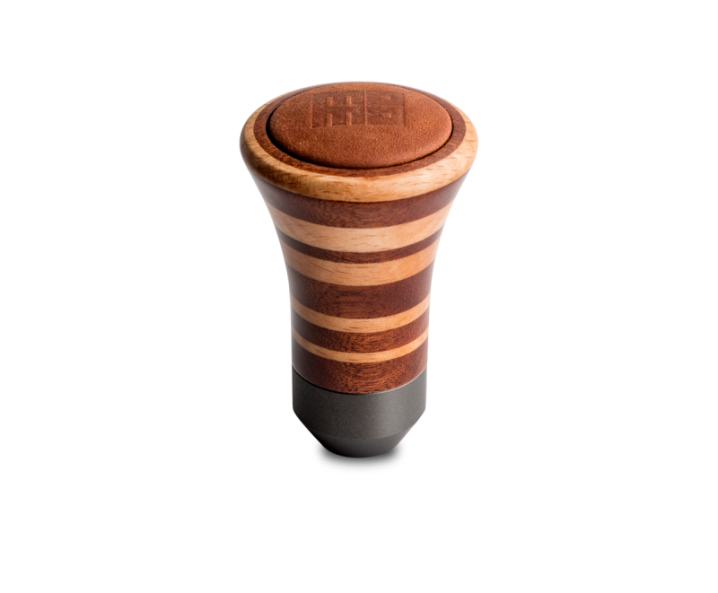 Momo Trofeo Heritage Shift Knob - Tall Wood, Layered Mahogany and Beechwood, Leather Insert Top TROMAG