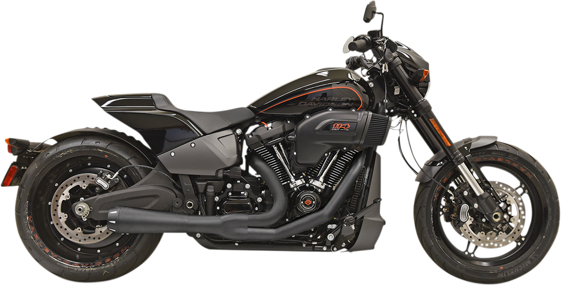 BASSANI XHAUST 2-into-1 Road Rage Exhaust System - Black  Softail Fat Boy 2018-2021  1S94RB