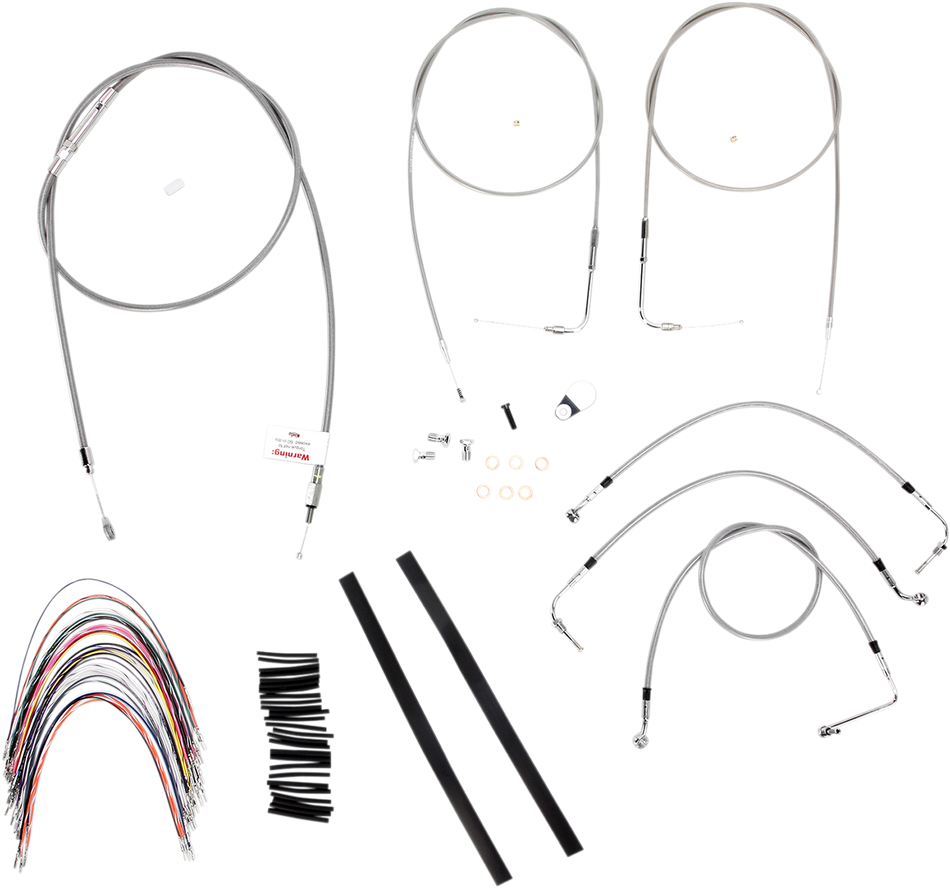 BURLY BRAND Kit de cable de manillar/línea de freno - Completo - Manillar Ape Hanger de 16" - Acero inoxidable B30-1086 