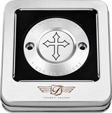 FIGURATI DESIGNS Timing Cover - 2 Hole - Cross - Stainless Steel FD41-TC-2H-SS