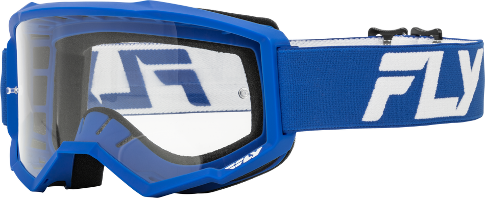 FLY RACING Focus Goggle Blue/White W/ Clear Lens 37-51153