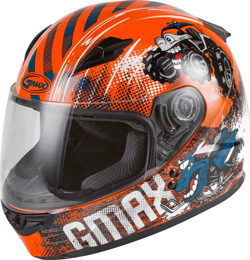 GMAX Youth Gm-49y Beasts Full-Face Helmet Orange/Blue/Grey Yl G1498272