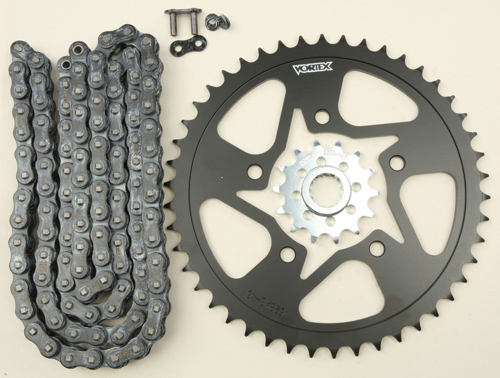 VORTEX Sprocket/Chain Kit Stl/Stl 14/46t Sil Sx3 520-110l Blk CK6262