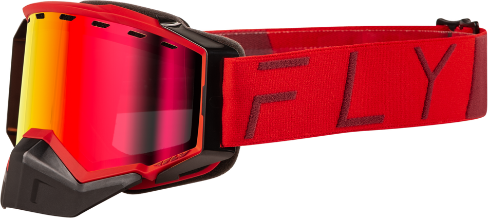 FLY RACING Zone Pro Snow Goggle Red W/ Red Mirror/Plrzd Smoke Lens FLB-24ZP6