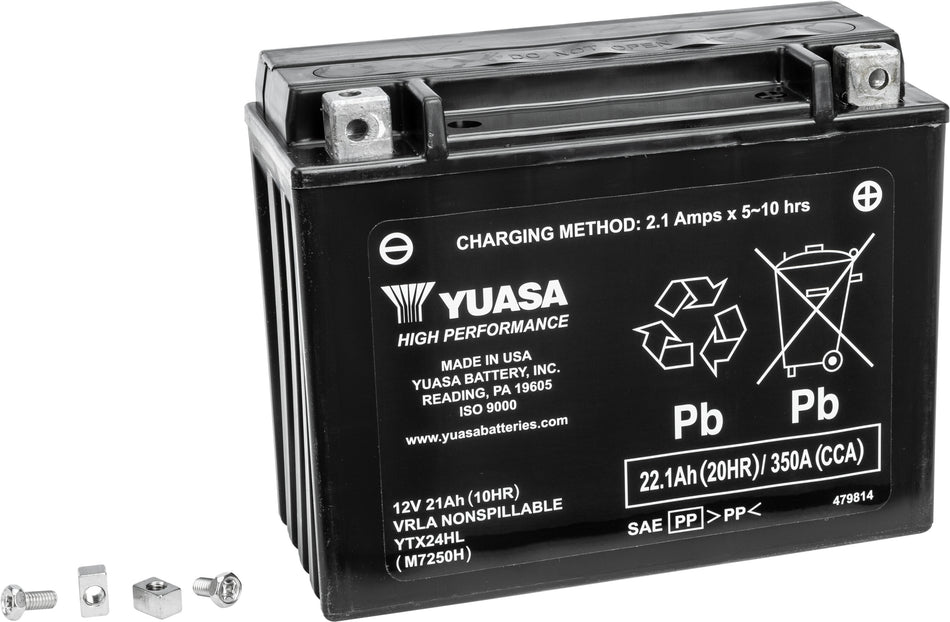 YUASA Battery Ytx24hl Sealed Factory Activated YUAM7250H