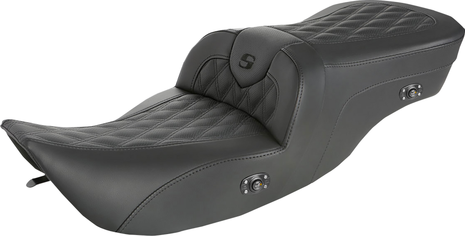 SADDLEMEN Roadsofa Seat - without Backrest - Full Lattice Stitch - Heated - '99-07 FLH 897-06-182HCT