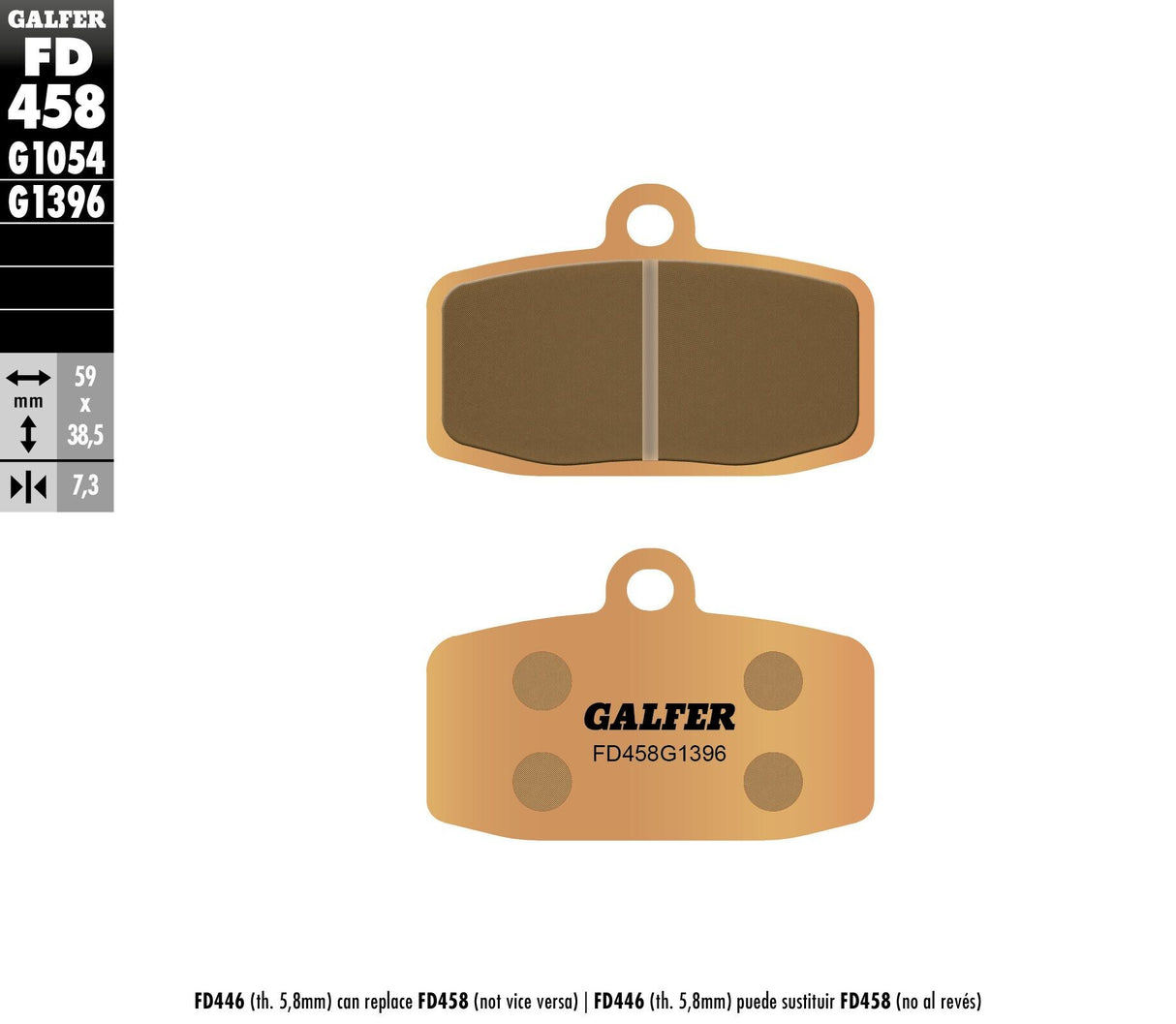 GALFER Brake Pads Sintered Fd458g1396 FD458G1396