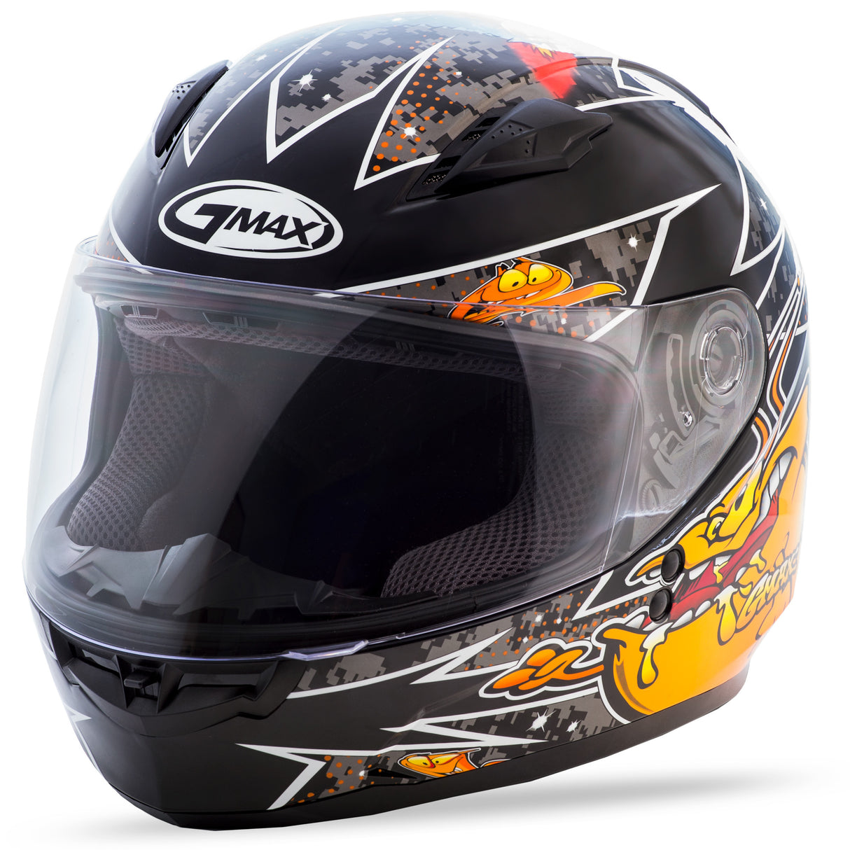 GMAX Youth Gm-49y Full-Face Alien Helmet Black/Orange Ym G7496251 TC-6