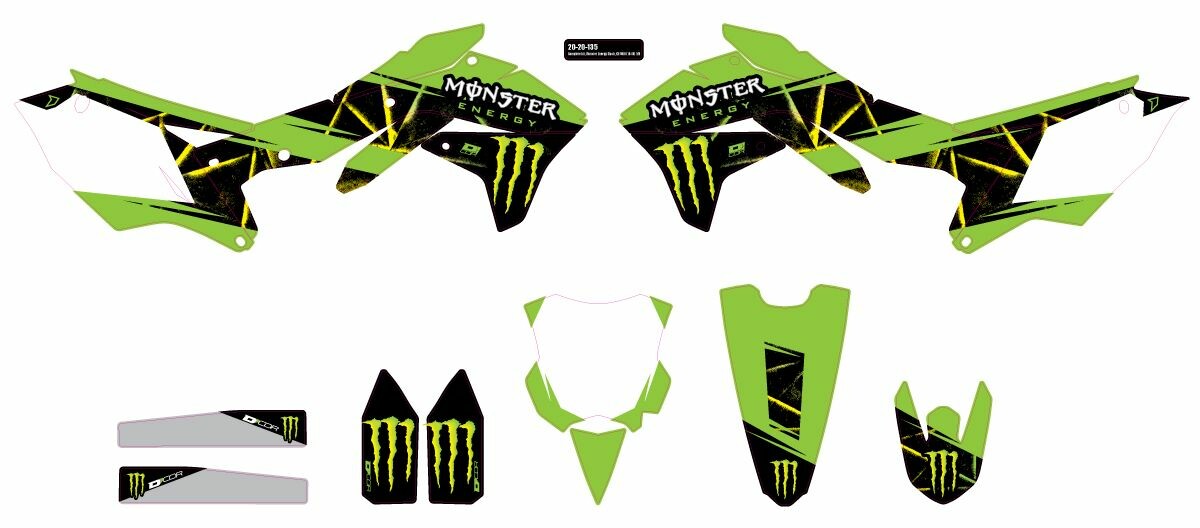 D-COR Cmplt Kit Monster Energy Slash White Bg 20-20-135