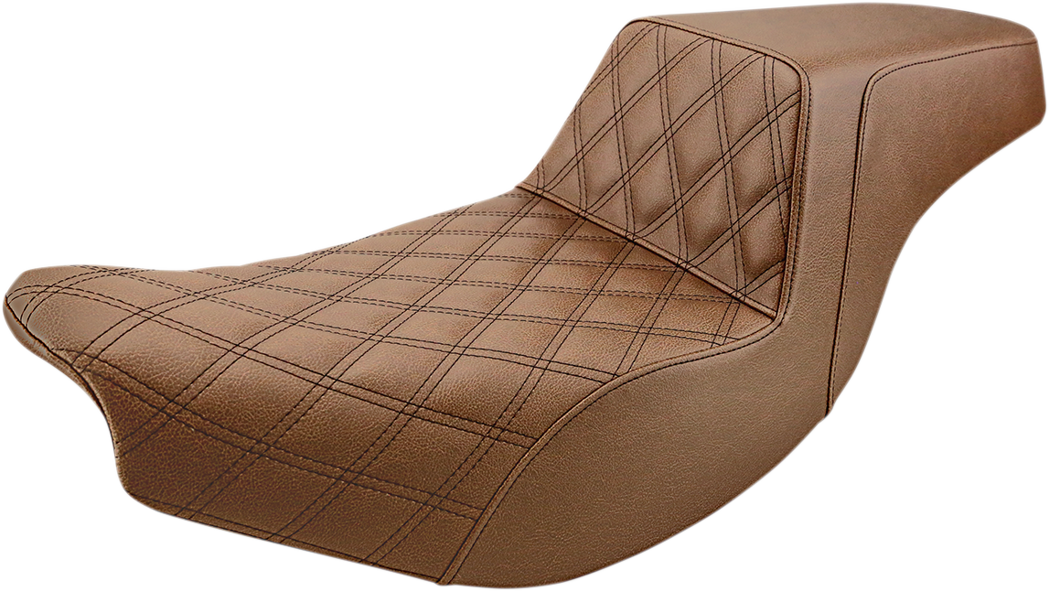 SADDLEMEN Step Up Seat - Front Lattice/Rear Smooth - Brown - Indian I14-07-172BR