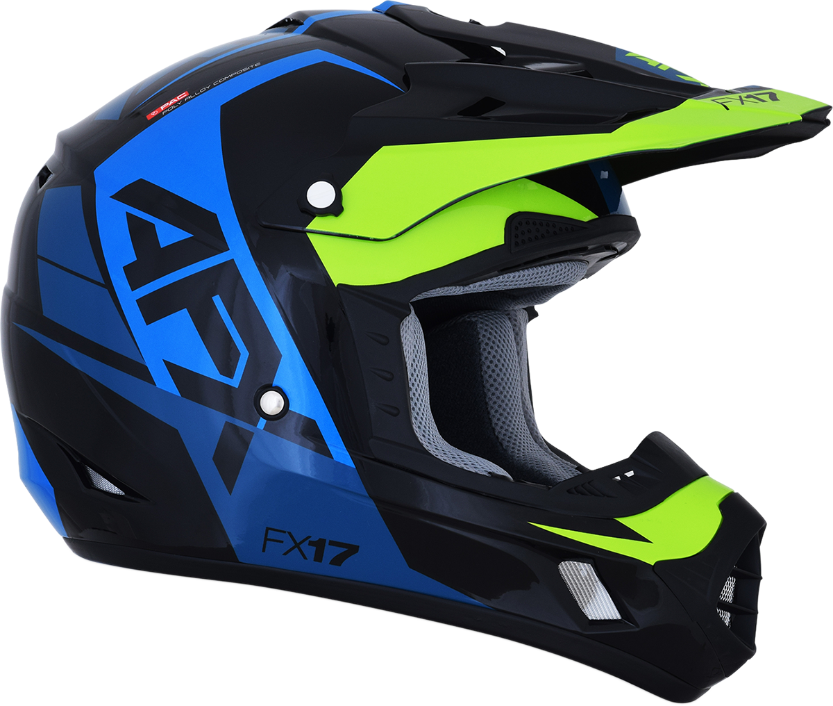 AFX FX-17 Helmet - Aced - Blue/Lime - Large 0110-6501