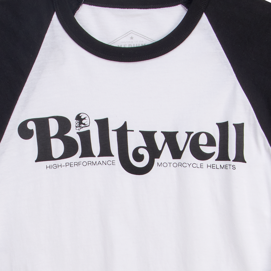 BILTWELL High-Perf Raglan T-Shirt - Black/White - Small 8103-079-002
