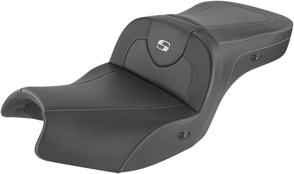 SADDLEMEN Heated Roadsofa Seat - Carbon Fiber - Without Backrest - Black - Indian I20-06-185HCT
