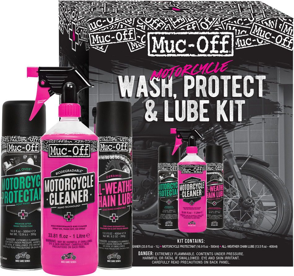 MUC-OFF USA Motorcycle Wash, Protect & Lube Kit 20095US