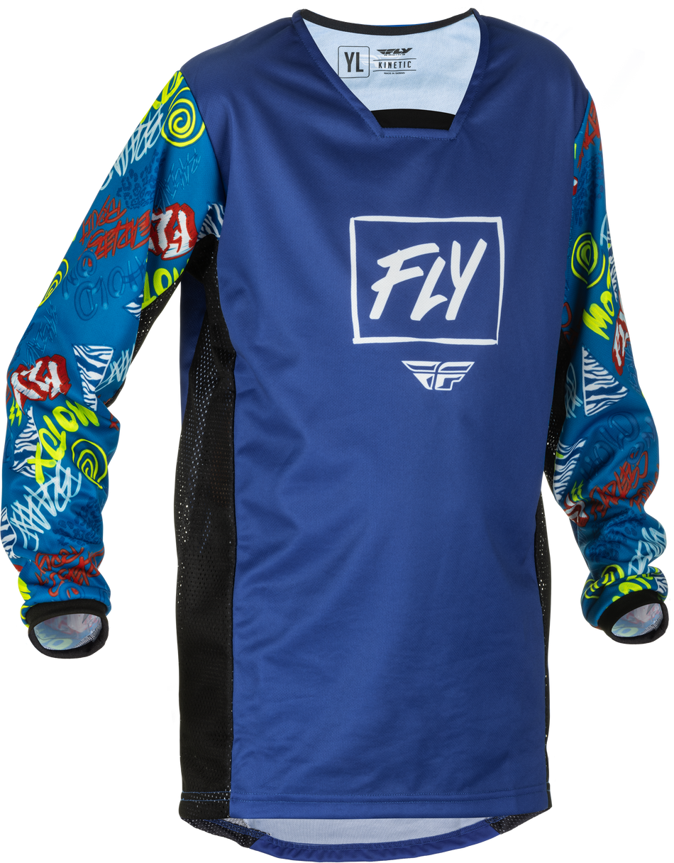 FLY RACING Youth Kinetic Rebel Jersey Blue/Light Blue Yl 375-427YL