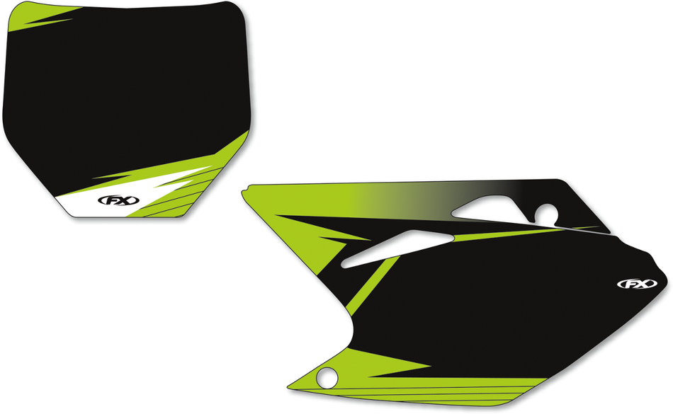 FACTORY EFFEX Graphic Number Plates - Black/Green - KXF 19-64138