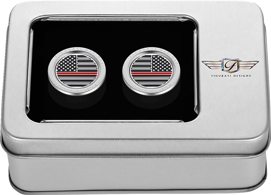 FIGURATI DESIGNS Docking Hardware Covers - American Flag - Red Line - Short - Stainless Steel FD73-DC-2530-SS