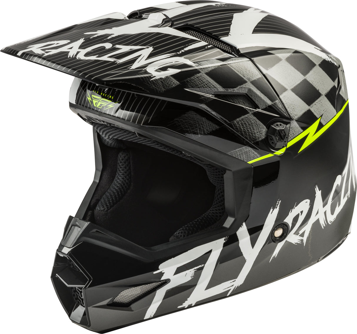 FLY RACING Youth Kinetic Sketch Helmet Black/White/Hi-Vis Ym 73-3468YM