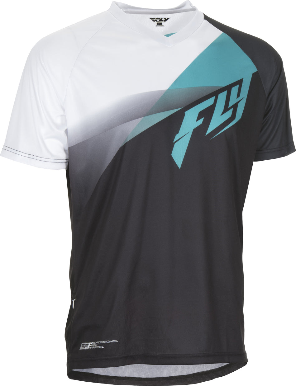 FLY RACING Super D Jersey Black/Teal/White Lg 352-0780L