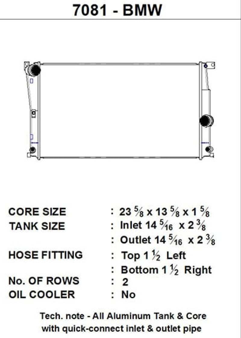 CSF BMW 2 Seires (F22/F23) / BMW 3 Series (F30/F31/F34) / BMW 4 Series (F32/F33/F36) A/T Radiator 7081