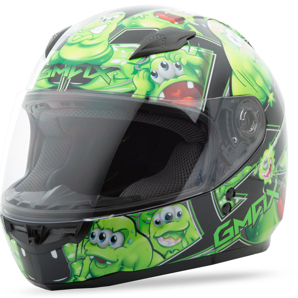 GMAX Gm-49y Full Face Helmet Attack Black/Green Ys G7494220